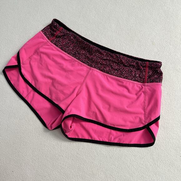 Lululemon Women Raspberry Glo Light Magenta Black 4-way Run 2.5” Speed Shorts 6 - Picture 2 of 9